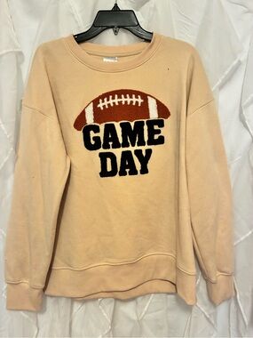 Game Day Football Graphic Crewneck Sweatshirt - Beige
